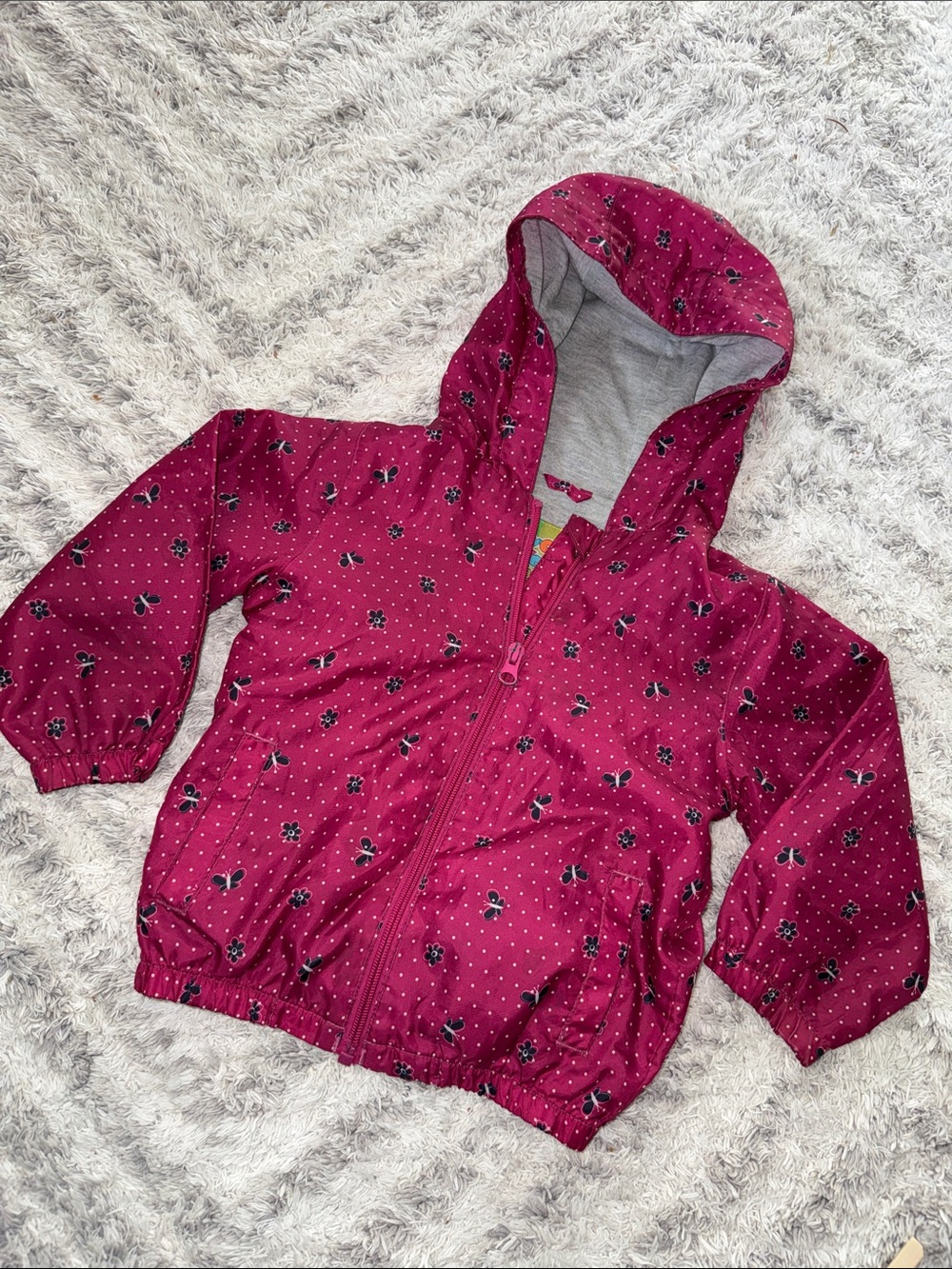 24m Vintage 90d West Coast Connection Girls' Magenta Hooded Lightweight Jacket